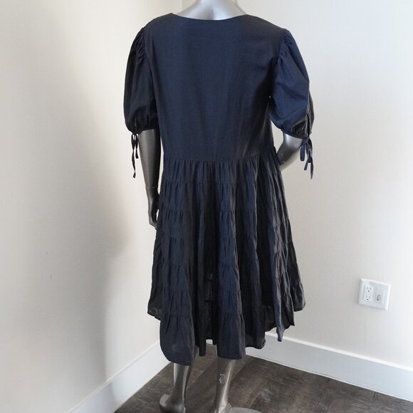 Merlette Black Sering Dress 100% Cotton Tiered Ruffle Flowing Women's Size Small - Picture 4 of 8